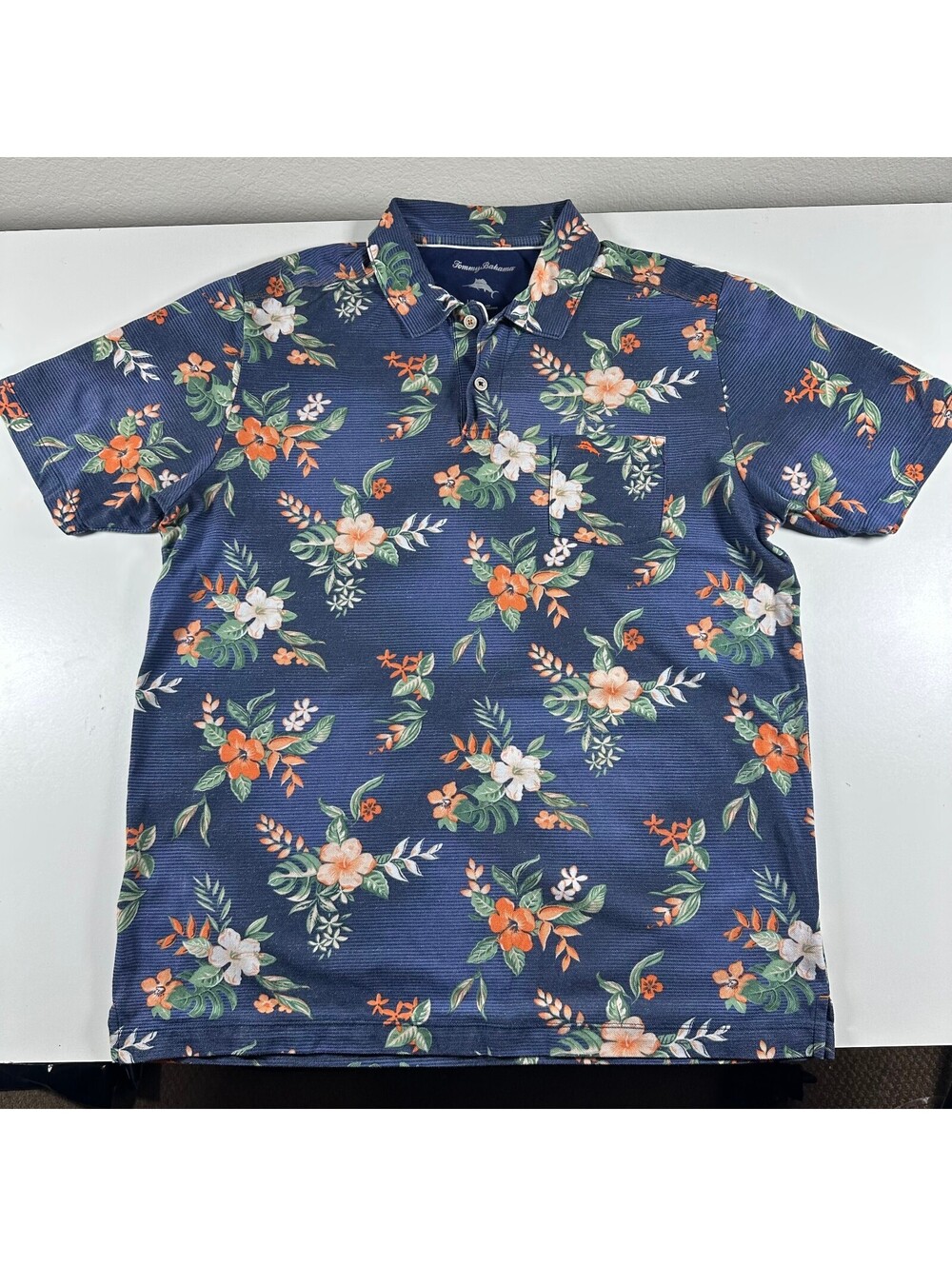 Tommy Bahama Blue Floral Polo L